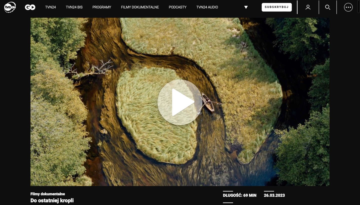 Image of detail page from TVN24Go app